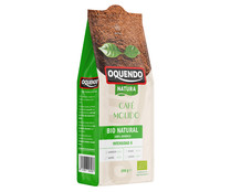 Café molido de tueste natural 100 % Arábica , procedente de agricultura ecológica OQUENDO 250 g.