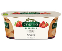 Yogur con fresas ecológico XANCEDA pack 2x125 gr,