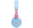 Auriculares bluetooth para niños tipo diadema JBL JR 310 BT, control de volumen, color azul y rosa.
