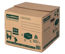 Caja de cartón de color marrón con capacidad para 36 litros y medidas 40x30x30 centímetros ARREGUI.