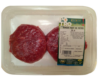 Bandeja de burger meat de potro joven HICOR 2 x 150 g. Bandeja de burger meat de potro joven HICOR 2 x 150 g.