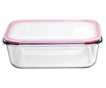 Hermético de vidrio rectangular con tapa de plástico con válvula, 1,45 litros, ACTUEL.
