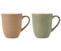 Taza alta de gres de 0,35 litros con diseño en relieve y color efecto barniz, Ritual LA BOUCHÉE.