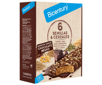 Barritas 6 semillas y cereales, sabor chocolate negro BICENTURY 78 g.