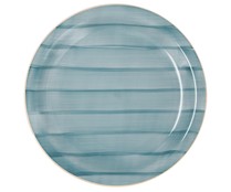 Plato llano de loza con diseño estampado, 27 cm de diámetro, modelo Brisa marina. QUID.