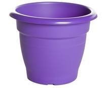 Maceta de plástico tipo campana, de color violeta y medidas de 23 x 21 centímetros VAN.