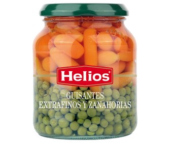 Guisantes extrafinos y zanahorias HELIOS frasco de 230 g. Guisantes extrafinos y zanahorias HELIOS frasco de 230 g.