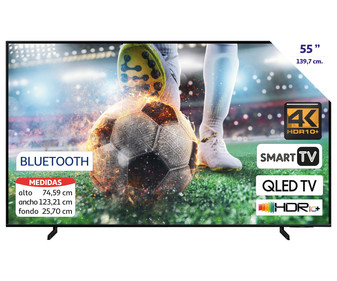 Televisión 139,7 cm (55") QLED SAMSUNG ﻿QE55Q64BAUXXC 4K, HDR 10+, SMART TV, WIFI, BLUETOOTH, TDT T2, USB reproductor y grabador, 3HDMI, 3100HZ.