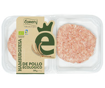 Bandeja con hamburguesa de pollo de procendencia ecológica COREN 2 x 115 g.