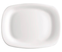 Fuente rectangular de vidrio opal color blanco, 34x24cm., Para BORMIOLI.