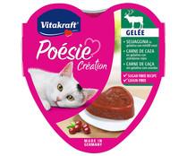 Alimento húmedo completo gatos adultos, carne de caza y arándanos rojos  VITAKRAFT POESIE CREATION  85 g.