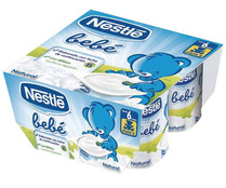 Postre lácteo de yogur natural, para bebés a partir de 6 meses NESTLÉ Bebé 4 x 100 g.