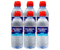 Agua mineral natural con tapón sport PRODUCTO ALCAMPO pack 6 botellas x 33 cl.