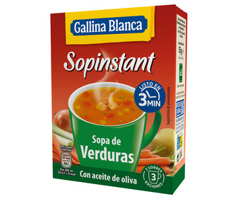 Sopa de verduras con picatostes SOPINSTANT de GALLINA BLANCA 3 uds. x 17 g. Sopa de verduras con picatostes SOPINSTANT de GALLINA BLANCA 3 uds. x 17 g.