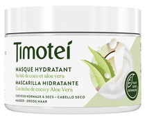 Mascarilla hidratante leche de coco y Aloe Vera, para cabellos secos TIMOTEI 300 ml.