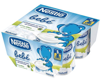 Postre lácteo de yogur natural, para bebés a partir de 6 meses NESTLÉ Bebé 4 x 100 g. Postre lácteo de yogur natural, para bebés a partir de 6 meses NESTLÉ Bebé 4 x 100 g.