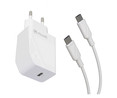 Cargador Usb Tipo-C + cable Tipo-C MUVIT, 20W, 3A, longitud 1m.