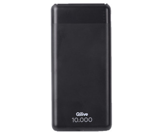 Batería portátil QILIVE Q.4879 Power Bank, 10000 mAh, 3A, 2 puertos: USB y USB-C.