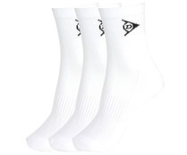 Pack de 3 pares de calcetines tobilleros DUNLOP Running, color blanco, talla 39/42.