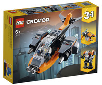 Juego de construcción 3 en 1 Ciberdrón con 113 piezas convertible en cibermeca o cibermoto, LEGO Creator 31111.
