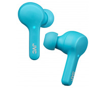 Auriculares bluetooth tipo intrauditivo JVC HA-A7T-AN, micrófono, asistente de voz, estuche de carga, color azul.
