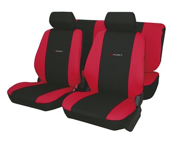 Juego de fundas universales color rojo con detalles en negro, modelo Daytona, fabricadas en poliester. ERMA 1 unidad Juego de fundas universales color rojo con detalles en negro, modelo Daytona, fabricadas en poliester. ERMA 1 unidad