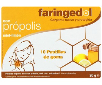Pastillas de goma a base de própolis, miel y vitamina C, garganta suave y protegida FARINGEDOL 10 uds. Pastillas de goma a base de própolis, miel y vitamina C, garganta suave y protegida FARINGEDOL 10 uds.