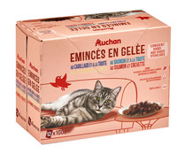 Alimento gatos húmedo, bolsas de pescado en gelatina PRODUCTO ALCAMPO 12 uds. x 100 g.