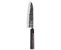 Cuchillo semi-profesional Santoku con hoja decorada de 18cm. y mango de madera, Osaka 3 CLAVELES.
