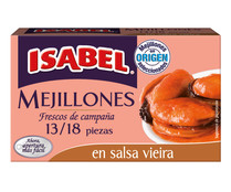 Mejillones salsa de vieira 13/18 piezas ISABEL lata de 69 g.