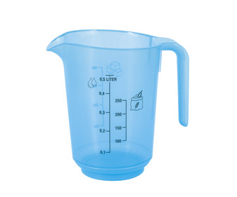 Vaso medidor en color azul transparente de propileno, capacidad de 0,5 L. MENAJE. Vaso medidor en color azul transparente de propileno, capacidad de 0,5 L. MENAJE.