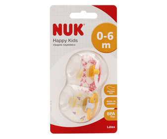 Chupete con tetina anatómica de latex, para bebñes de 0 a 6 meses NUK. Chupete con tetina anatómica de latex, para bebñes de 0 a 6 meses NUK.
