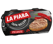 Paté de hígado de cerdo picante LA PIARA Tapa Negra 2 ud x 73 g.