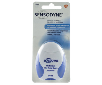 Hilo dental suave y expansivo, con flúor y sabor a menta fresca SENSODYNE 50 m Hilo dental suave y expansivo, con flúor y sabor a menta fresca SENSODYNE 50 m
