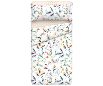 Juego de sábanas 100% algodón diseño ramas para cama de 105cm. ACTUEL. Juego de sábanas 100% algodón diseño ramas para cama de 105cm. ACTUEL.