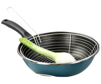 Sartén freidora con rejilla incluida, fabricada en acero vitrificado con interior antiadherente apta para inducción, 26cm., Country MAGEFESA.