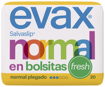 Salvaslips normal, perfumados, plegados y en bolsitas EVAX Fresh 20 uds.