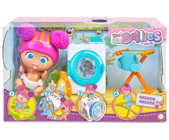 Conjunto de muñeca bebé y accesorios THE MINI BELLIES Lavadora. Conjunto de muñeca bebé y accesorios THE MINI BELLIES Lavadora.