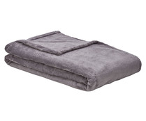 Manta franela de color gris para cama individual, 180x220cm., 260g/m², ACTUEL