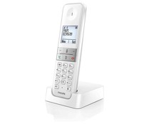 Teléfono inalámbrico PHILIPS D4701W/34, identificador llamadas, manos libres, agenda, pantalla iluminada.