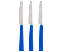 Set de 3 cuchillos de mesa con mango color azul, Blue habitat, QUID.
