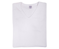 Camiseta termal de manga corta, cuello pico ABANDERADO, color blanco, talla XL (56).