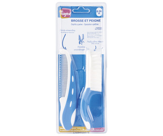 Cepillo y peine para bebé, azul, TIGEX. Cepillo y peine para bebé, azul, TIGEX.