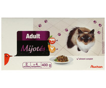 Comida para gatos adultos a base de guisado de carne  PRODUCTO ALCAMPO 4 uds. 100 g.