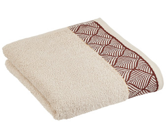 Toalla de lavabo con cenefa de hojas, 100% algodón, densidad de 450g/m², color gris, ACTUEL. Toalla de lavabo con cenefa de hojas, 100% algodón, densidad de 450g/m², color gris, ACTUEL.