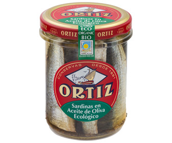 Sardinas en aceite de oliva ecológico ORTIZ 140 g. Sardinas en aceite de oliva ecológico ORTIZ 140 g.