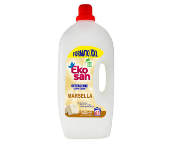 Detergente líquido para lavadora con jabón de Marsella EKOSAN 61 lav. 4 l. Detergente líquido para lavadora con jabón de Marsella EKOSAN 61 lav. 4 l.