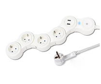Regleta inteligente WiFi con 4 enchufes y 2 puertos Usb, longitud cable 1,5m, EUROBRIC 2000.