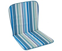 Cojín con respaldo para silla de exterior, diseño rayas color azul, GARDENSTAR ALCAMPO.
