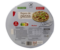 Bases de pizzas sin gluten PRODUCTO ALCAMPO 2 uds. 450 g.